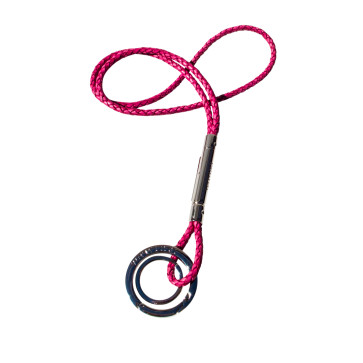Verivinci læder nøglesnor classic round fuchsia
